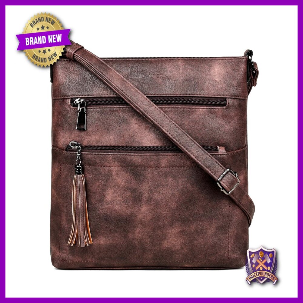 Crossbody Bag Vegan Leather Adjustable Strap Multi Pocket Casual Tassel